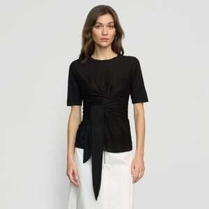 Modern Citizen Lark Tie-Front Linen Sweater Size XLBlack / XL